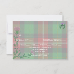 Cartão RSVP Tradicional Scottish Tartan e Scotland Thistle