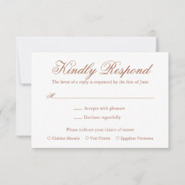 Cartão RSVP Tradicional Terracotta Casamento Elegante Formal