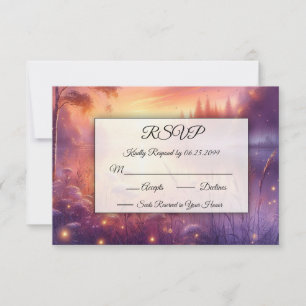 Cartão RSVP Tranquilo brilho da noite pelo lago