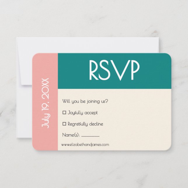 Cartão RSVP Transformative Teal Modern  Contemporary Wedding (Frente)