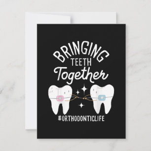 Cartão RSVP Trazendo os Dentes Junto - Ortodontista 