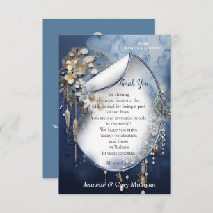 Cartão RSVP Trendy 3-D Blue Denim Impressão com Costume Jewelr