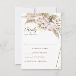 Cartão RSVP Trendy Boho Pampas Grass Dusty Rosa Palm Seco