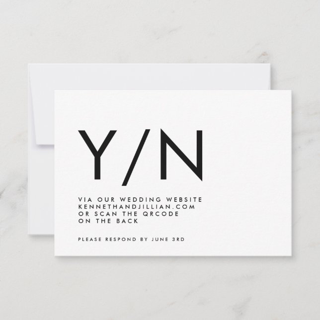 Cartão RSVP TRENDY DE CÓDIGO QR EM NEGRITO Ultra-Moderno, Site (Frente)