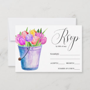 Cartão RSVP Trendy Flower balde de tulipas casamento rústico R