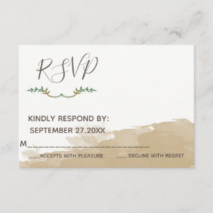 Cartão RSVP Trendy Greenery casamento natural com aquarela RSP