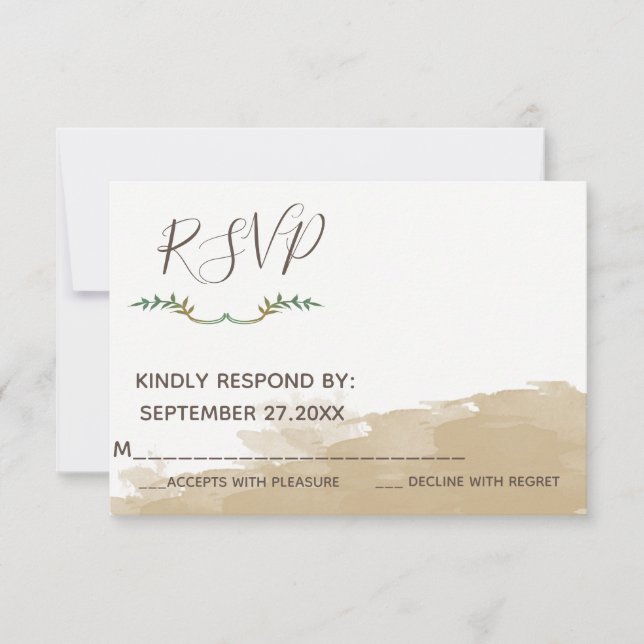 Cartão RSVP Trendy Greenery casamento natural com aquarela RSP (Frente)
