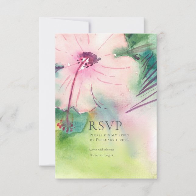 Cartão RSVP Tropical Destination Wedding  (Frente)