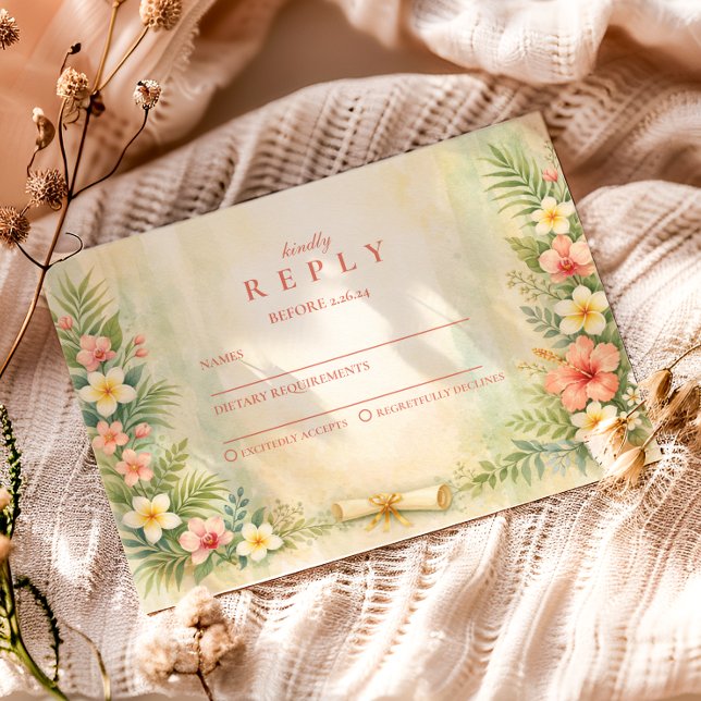 Cartão RSVP Tropical Hibiscus Floral Graduation (Criador carregado)