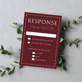 Cartão RSVP True Simplicity 4 | Dark Burgundy | Wedding