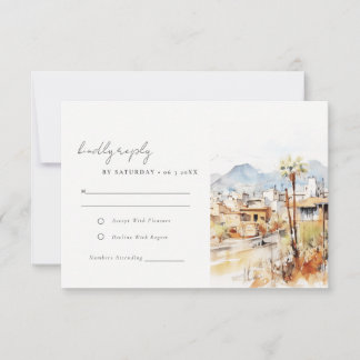 Cartão RSVP Tucson Arizona Watercolor Landscape Wedding
