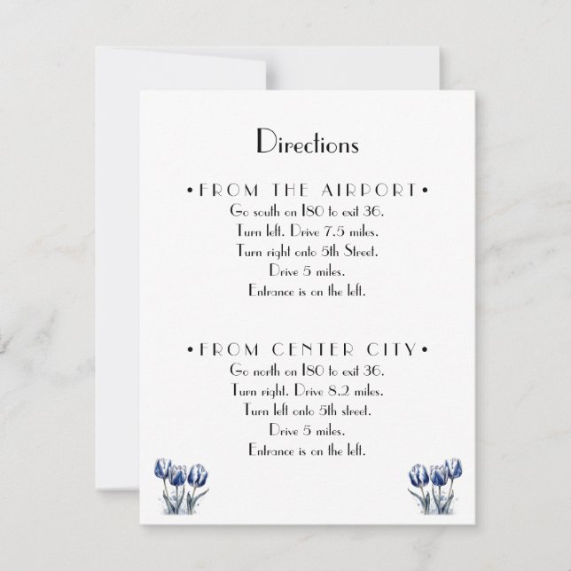 Cartão RSVP Tulipas em Azul de Delft personalizáveis (Frente)