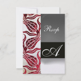 Cartão RSVP TULIPAS VERMELHAS DE VELUDO MONOGRAMA Burgundy Bra