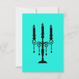 Cartão RSVP Turquesa e candelabro preto