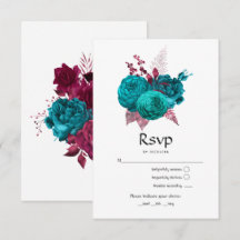 Turquesa e Casamento Floral Burgundy