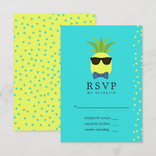 Cartão RSVP Turquesa e Limão Tropical Bar Mitzvah de Verão