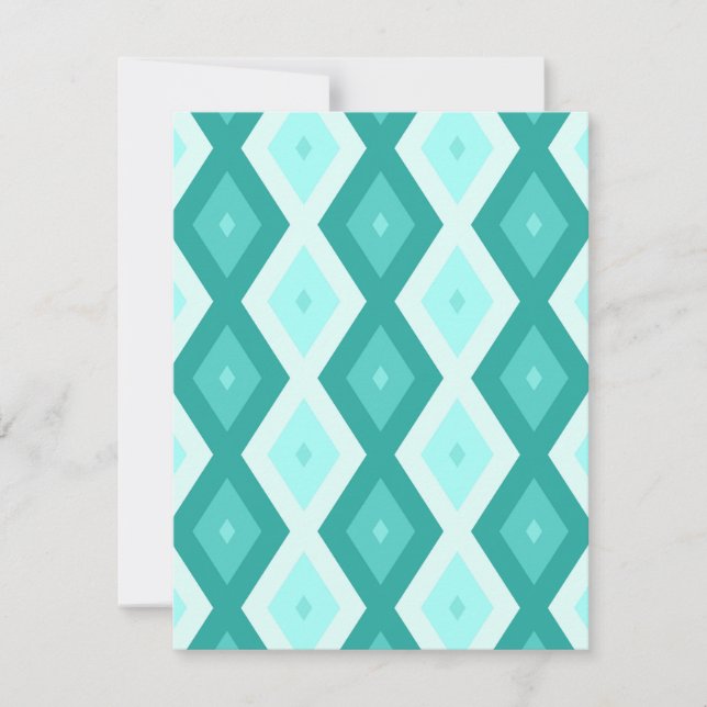 Cartão RSVP Turquoise diamond pattern (Frente)
