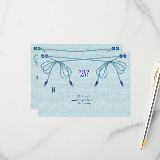 Cartão RSVP Turquoise Love Knoding (Frente/Verso In Situ)