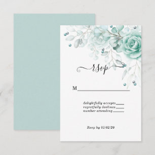 Cartão RSVP Turquoise sage greens Floral