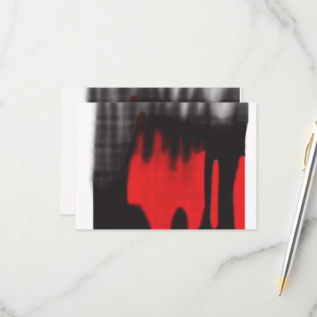 Cartão RSVP Um design gráfico vermelho com escala geométrica e (Frente/Verso In Situ)