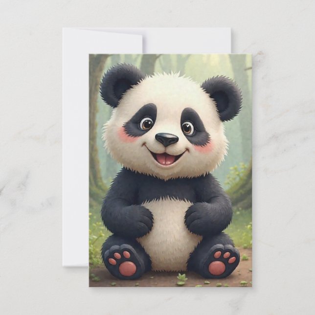 Cartão RSVP Um panda sentado sobre uma rocha está cercado por  (Frente)