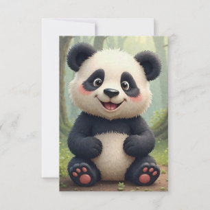 Cartão RSVP Um panda sentado sobre uma rocha está cercado por