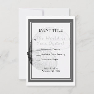 Cartão RSVP Uma casca de ostras com o ditado "o mundo é seu