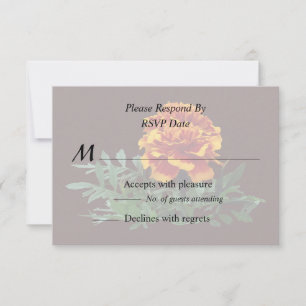 Cartão RSVP Uma Marigold Laranja com Pontas Amarelas