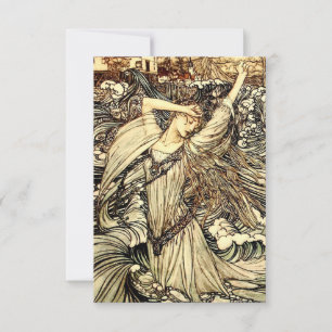 Cartão RSVP “Undine nas Ondas” por Arthur Rackham
