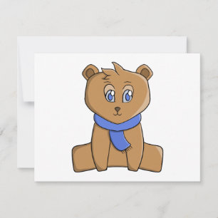 Cartão RSVP Urso de pelúcia vestindo lenço azul