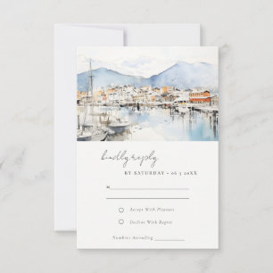 Cartão RSVP Ushuaia, Argentina Aquarela Paisagem Casamento