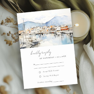 Cartão RSVP Ushuaia, Argentina Aquarela Paisagem Casamento