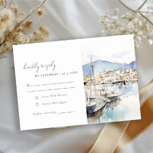 Cartão RSVP Ushuaia, Argentina Paisagem Aquarela Casamento