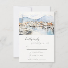 Cartão RSVP Ushuaia, Argentina Watercolor Landscape Wedding