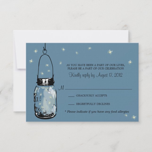 Cartão RSVP Vagalumes de Whimsy Card (Frente)