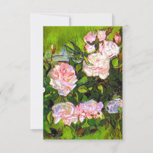 Cartão RSVP Van Gogh ainda vive com rosas rosa
