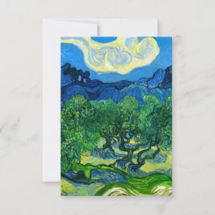 Cartão RSVP Van Gogh Olive Trees em Paisagem Montanhosa