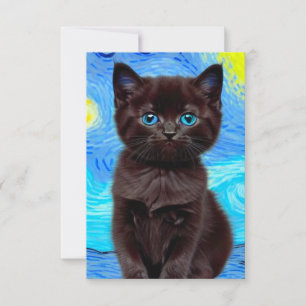 Cartão RSVP Van Gogh Starry Night Black