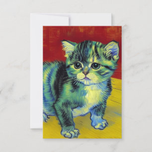 Cartão RSVP Van Gogh Tabby Cat
