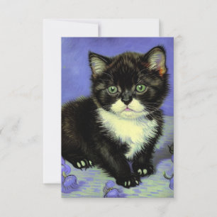 Cartão RSVP Van Gogh Tuxedo Kitten