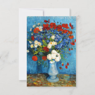 Cartão RSVP Van Gogh Vase com Cornflower e Poppies