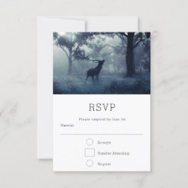 Cartão RSVP Veado com Antlers no Casamento da Floresta Sombria