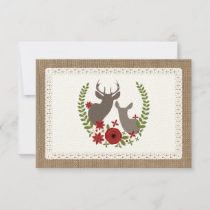 Cartão RSVP Veado de Natal Inspirado em Burlap + Renda R.S.V.P