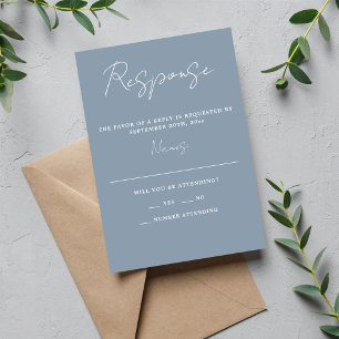 Cartão RSVP Verdadeiro Simplicity 3 Script Mínimo Azul empoeir