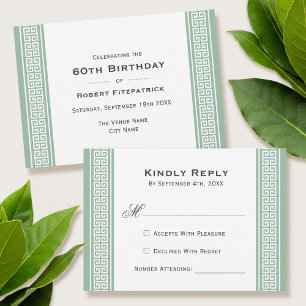 Cartão RSVP Verde de Aniversário Clássico Grego