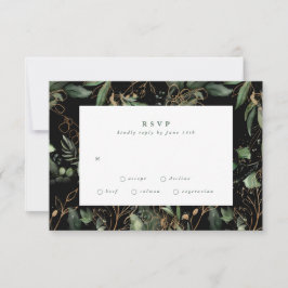 Cartão RSVP Verde-Dourado-preto-Premium, Eucalyptus Greenery