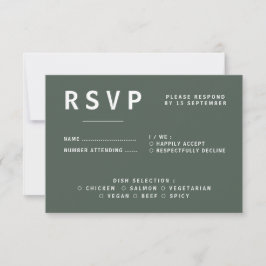 Cartão RSVP Verde escuro | Casamento Moderno de Moss Minimalis