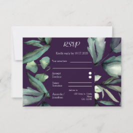 Cartão RSVP Verde Roxo Moderno Personalizado