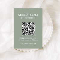 Verde Sage com Texto Elegante | Código QR de Casam