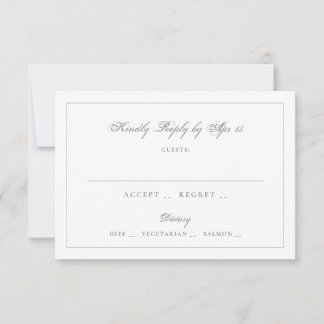 Cartão RSVP Verde Salvia Clássica Caligrafia Casamento